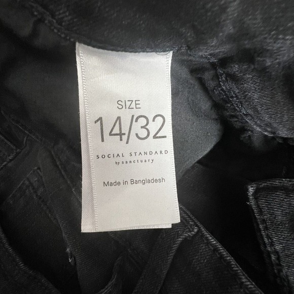 Social Standard By Sanctuary Womens Faded Black High Rise Slim Straight Jeans 14 - Picture 9 of 10
